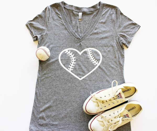 V-Neck - Baseball Heart