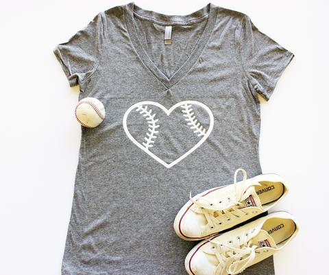 V-Neck - Baseball Heart