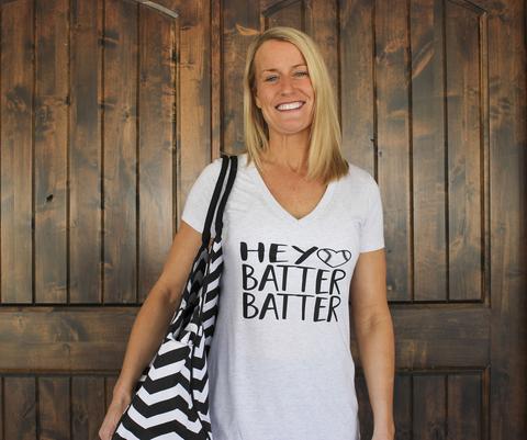 V-Neck - Baseball - Hey Batter